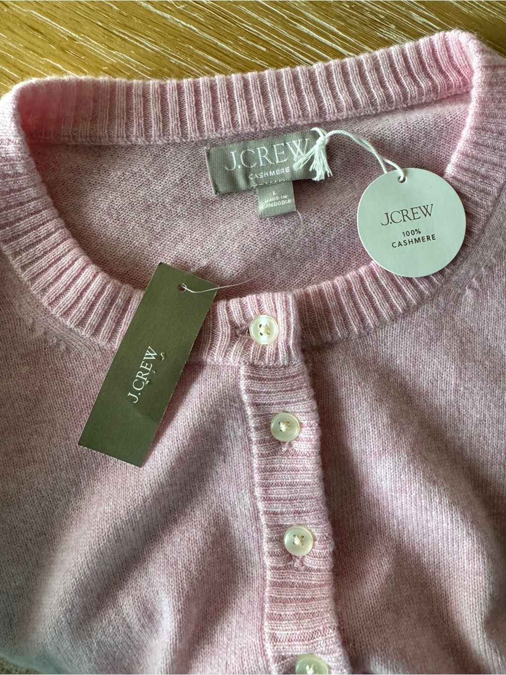NWT J. CREW Women's Perfect Cashmere Cardigan Heather Bouquet Pink Size Large - Picture 10 of 13